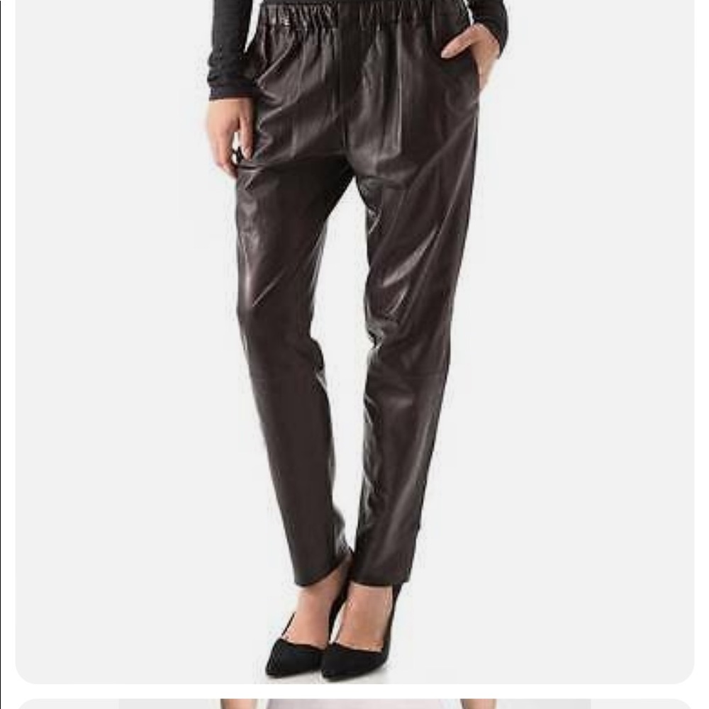 VINCE Black Leather Relaxed Elastic Waist Jogging Pants S - Picture 6 of 16